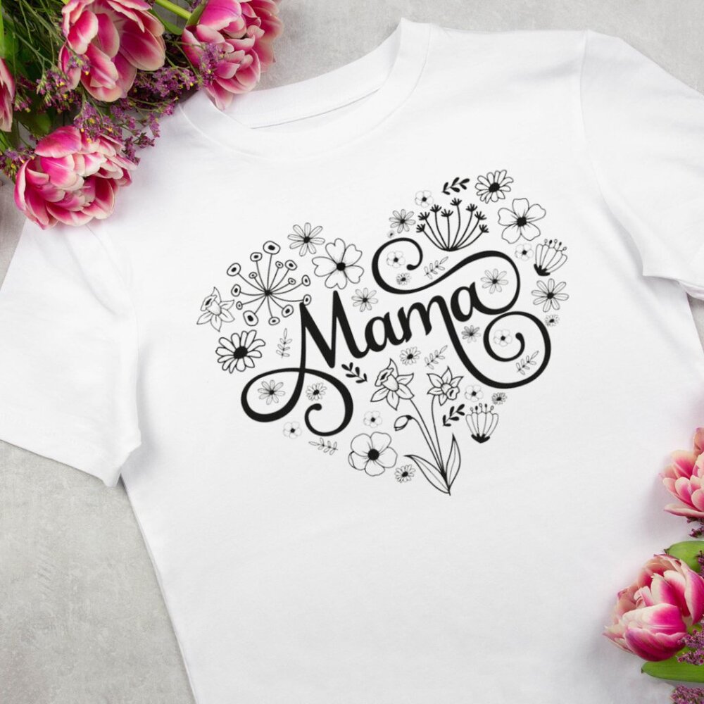 Mama Floral Heart Design TShirt, Mama Life Shirt, GIft for Mother's Day